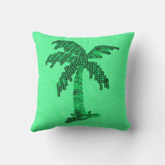 汚いスパンコールがついたヤシの木のイメージ クッション (裏面)