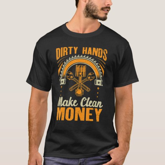 汚いハンズクリーンな自動車整備士車ガイパパ Tシャツ (正面)