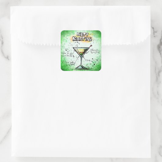 汚いマルティニのステッカー スクエアシール (バッグ)