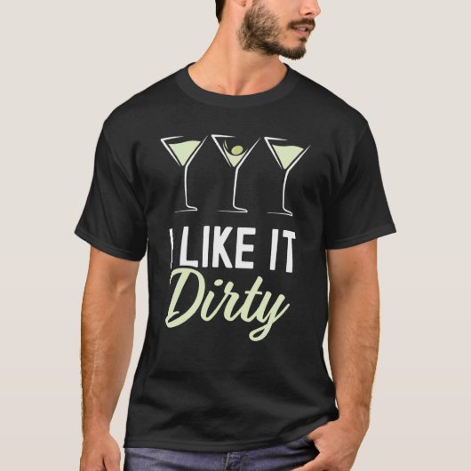 汚いマルティーニグラス飲み物ハッピーホ好き Tシャツ (正面)