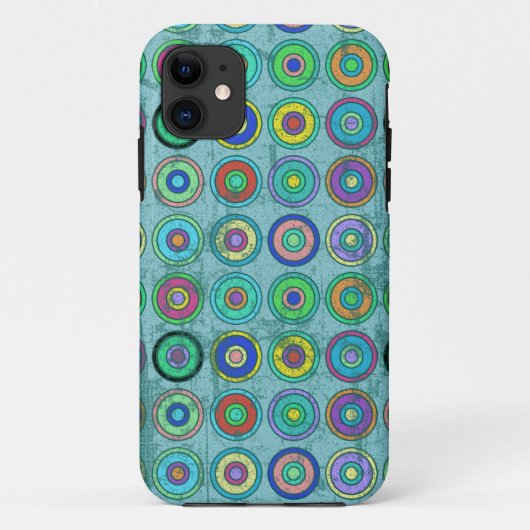 汚いレトロの青い円パターン Case-Mate iPhoneケース (裏面)