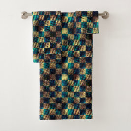 汚い効果と引っ掻いた効果のあるチェス、黄色の青 バスタオルセット