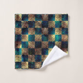 汚い効果と引っ掻いた効果のあるチェス、黄色の青 バスタオルセット (ウォッシュタオル)