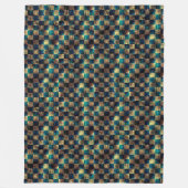 汚い効果と引っ掻いた効果のあるチェス、黄色の青 フリースブランケット (正面)