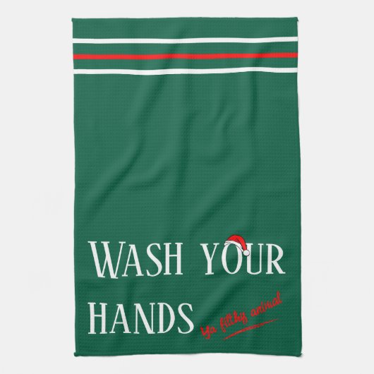 汚い動物のキッチンタオルであなたの手を洗う キッチンタオル (縦)