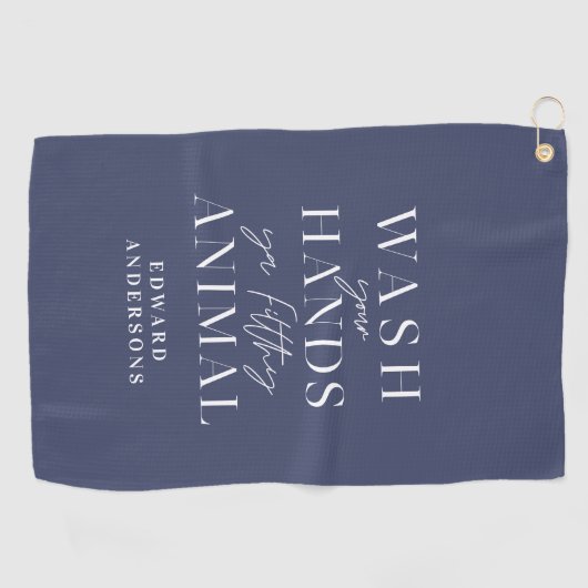 汚い動物のタイポグラフィで手を洗おもしろいえ ゴルフタオル (横)