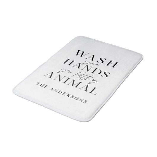 汚い動物のタイポグラフィで手を洗おもしろいえ バスマット (アングル)