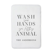 汚い動物のタイポグラフィで手を洗おもしろいえ バスマット (正面縦)
