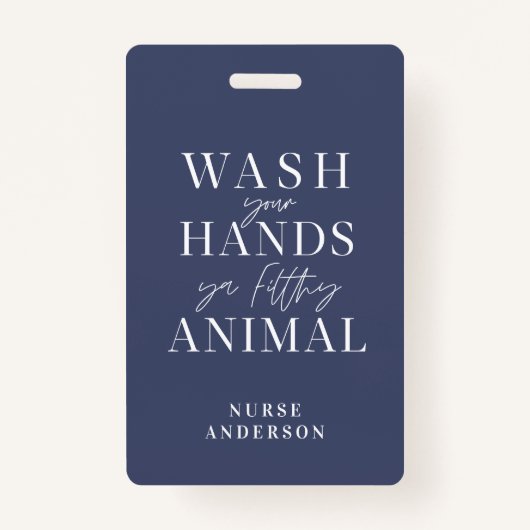汚い動物を手に洗え バッジ (正面)