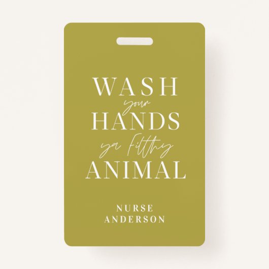汚い動物を手に洗え バッジ (正面)