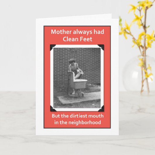 汚い口のママ カード (黄色い花)