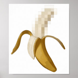 汚い検閲を受けた皮むいたバナナ ポスター