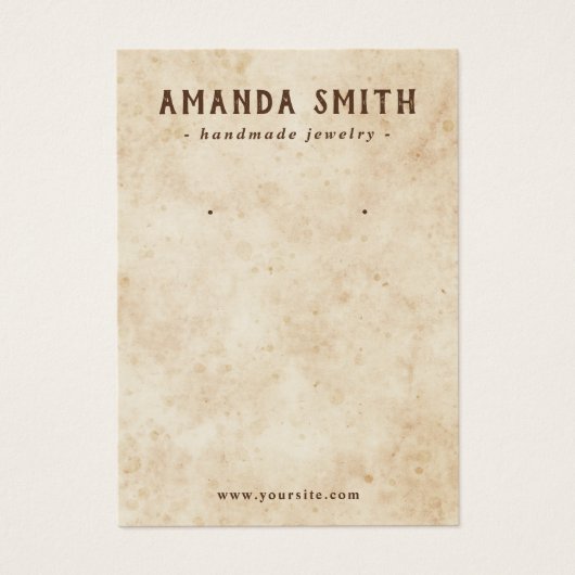 汚い汚れたヴィンテージ紙イヤリング表示カード (正面)