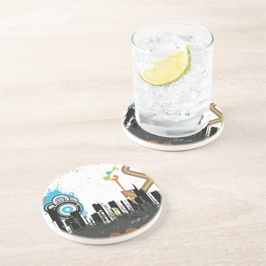 汚い都市景観のイラストレーション コースター (側面)