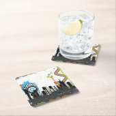 汚い都市景観のイラストレーション スクエアペーパーコースター (インサイチュ)