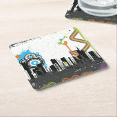 汚い都市景観のイラストレーション スクエアペーパーコースター (アングル)