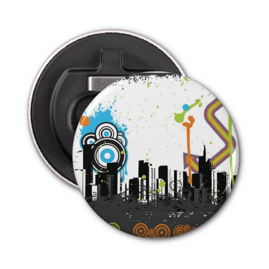 汚い都市景観のイラストレーション 栓抜き (正面)