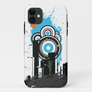 汚い都市景観のイラストレーション iPhone 11 ケース
