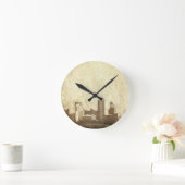 汚い都市背景 ラウンド壁時計 (ホーム)