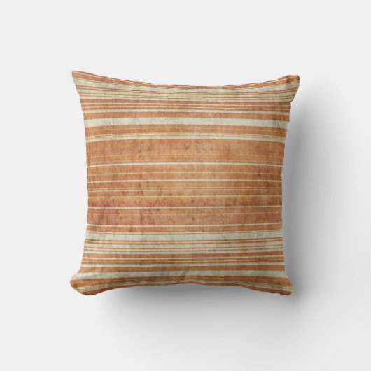 汚い錆のオレンジのストライプパターン クッション (正面)