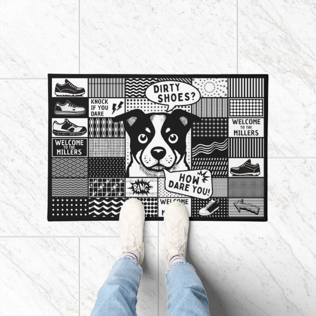 汚い靴？何てこった！ – アースタイリッシュポップ・アートのト ドアマット (室内)