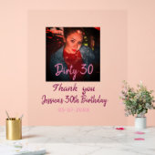 汚い30誕生日名前を追加ピンク追加フォト日付 アクリルサイン (ウェディング)