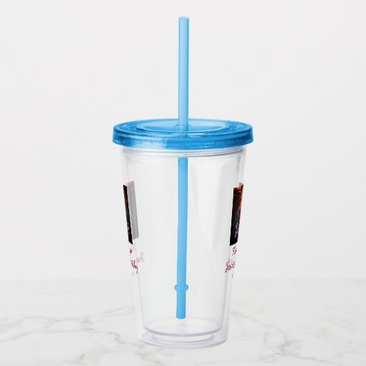 汚い30誕生日名前を追加ピンク追加フォト日付 アクリルタンブラー (右)