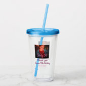 汚い30誕生日名前を追加ピンク追加フォト日付 アクリルタンブラー (裏面)