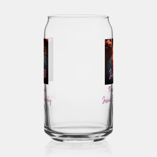 汚い30誕生日名前を追加ピンク追加フォト日付 ガラス缶 (左)