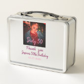 汚い30誕生日名前を追加ピンク追加フォト日付 メタルランチボックス (裏面)