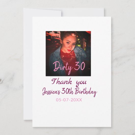 汚い30誕生日名前を追加ピンク追加フォト日付 招待状 (正面)