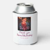 汚い30誕生日名前を追加ピンク追加フォト日付 缶クーラー (缶裏面)