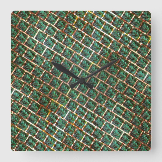 汚く錆びたグリルの下で スクエア壁時計 (正面)