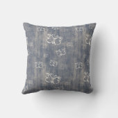 汚く青く、クリーム色の蝶パターン枕 クッション (裏面)