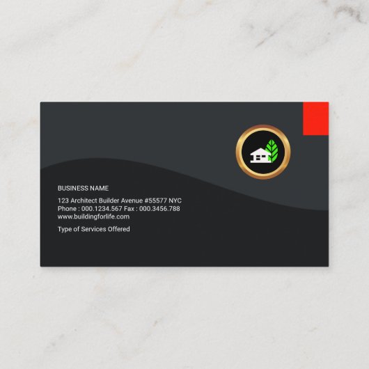 汚された金ゴールドの波の動的モダンな建築者の建築家 名刺 (裏面)