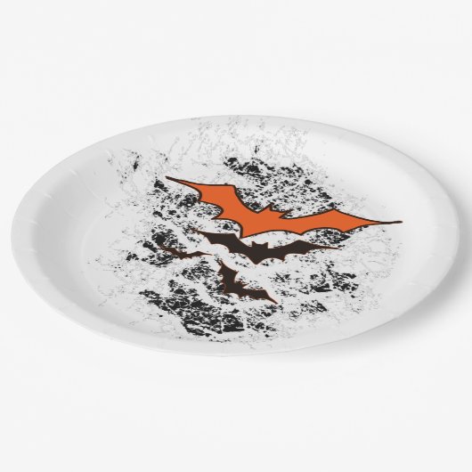 汚れこうもりハローウィンパーティ供給白 ペーパープレート (アングル)