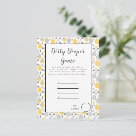 汚れたおむつのゲームのベビーシャワーのパーティー 案内ポストカード (スタンド正面)
