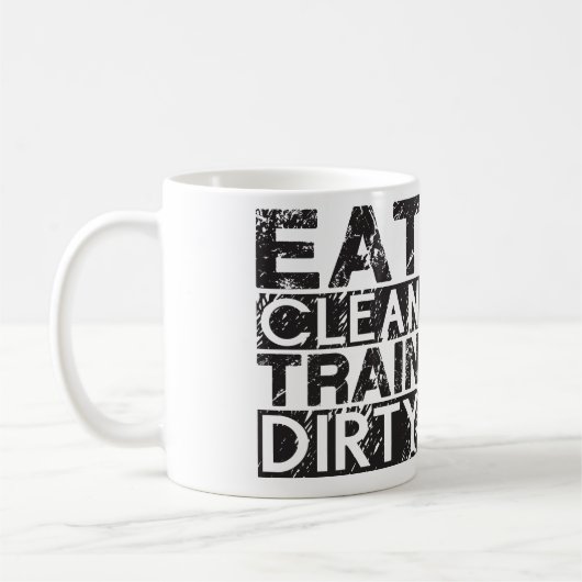 汚れたきれいな列車を食べて下さい コーヒーマグカップ (左)