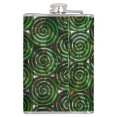 汚れたらせん状に透明な濃い緑の画像 フラスク (裏面)