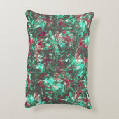 汚れたアクアマリンと赤、鈍い黒で汚れた アクセントクッション (裏面(縦))