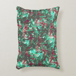 汚れたアクアマリンと赤、鈍い黒で汚れた アクセントクッション