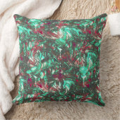 汚れたアクアマリンと赤、鈍い黒で汚れた クッション (ブランケット)