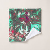 汚れたアクアマリンと赤、鈍い黒で汚れた バスタオルセット (ウォッシュタオル)