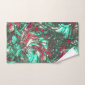 汚れたアクアマリンと赤、鈍い黒で汚れた バスタオルセット (ハンドタオル)