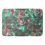 汚れたアクアマリンと赤、鈍い黒で汚れた バスマット (正面)