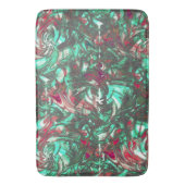 汚れたアクアマリンと赤、鈍い黒で汚れた バスマット (正面縦)