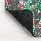 汚れたアクアマリンと赤、鈍い黒で汚れた マウスパッド (コーナー)