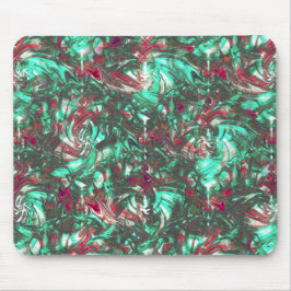 汚れたアクアマリンと赤、鈍い黒で汚れた マウスパッド