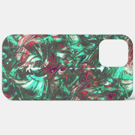 汚れたアクアマリンと赤、鈍い黒で汚れた iPhone 12 PRO MAX ケース