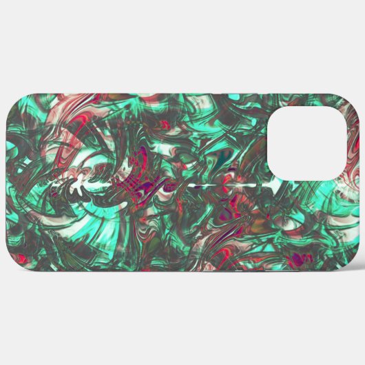 汚れたアクアマリンと赤、鈍い黒で汚れた Case-Mate iPhoneケース (裏面 (横))